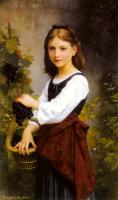 Bouguereau, Elizabeth Gardner - A Young Girl Holding a Basket of Grapes